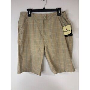 Woolrich Plaid‎ Bermuda Shorts Khaki Beige Cotton Blend Size 14